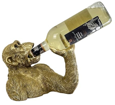 Alfie Francis Wine Bottle Holder Rack Novelty Animal Gold Monkey Ornament Home Bar Decoration