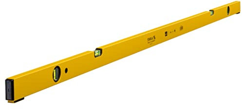 STABILA Wasserwaage Type 70 P-2-2, 180 cm, leichtes Alu-Profil, 2 Horizontal-Libellen, 2 Vertikal-Libellen, fest montierte Abstandhalter, Made in Germany