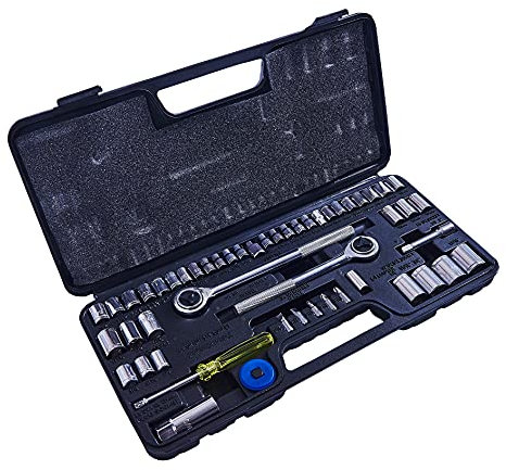Amtech I0150 Socket Set, 52-Piece Mechanics Tool Kit, Strong Chrome Plated Steel Plus Handy Storage Case