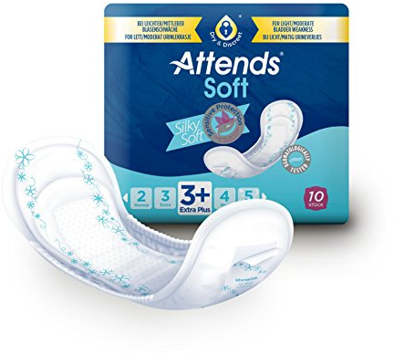 ATTENDS Soft 3+ Extra Plus, Hygiene-Einlagen, bei leichter Blasenschwäche, 10 St