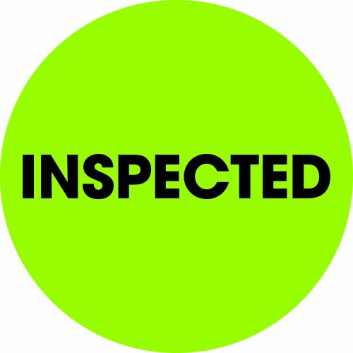 Tape Logic 2' Circle Label, 'Inspected', Fluorescent Green, Roll of 500 Stickers, for Inventory Control and Warehouse Organization
