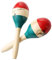 Performance Plus MRC1 Large Maracas Puerto Rican Style, 10 1/2 Hand Painted Wood, Tapered Handle