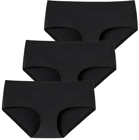 Schiesser Damen Panty Invisible Cotton 3er Pack, Größe:36, Farbe:Schwarz (000)