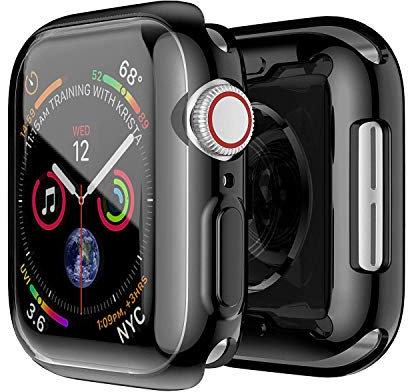 Uluck Hülle für Apple Watch Serie 6/SE/Serie 5/Serie 4 Displayschutzfolie 40 mm,Allround-Schutzhülle High Definition Ultradünne Abdeckung für iwatch 40 mm(2er-Pack Schwarz)