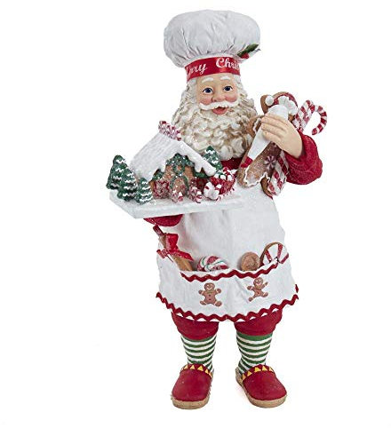 Kurt S. Adler 10.5-Inch Fabriché Gingerbread Chef Santa Weihnachtsmann, Harz Polyvinylchlorid, Mehrfarbig, 10.5in