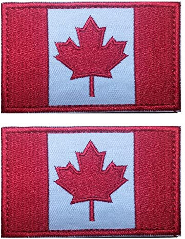 Aufnäher mit AliPlus Kanada-Flagge, bestickt, taktisch, Militär, Moral, Klettverschluss, 2 Stück