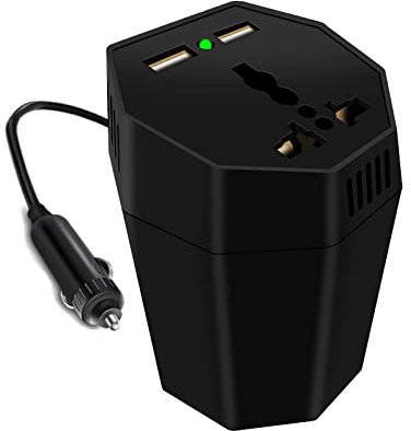 Onduleur de Voiture 180W DC 12V à AC 220V/110V, Deux Ports de Chargeur USB, Purification d'air aux ions négatifs et Fonction Anti-Moustique, Noir, 180W 12V à 220V (Noir 180W 12V à 110V)