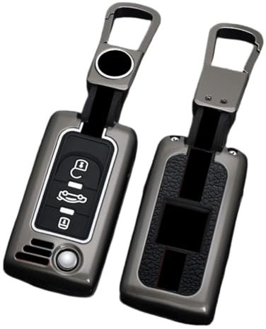 通用 Otai Couverture de clé de Voiture en Alliage de Zinc, Fob clé Cas Compatible avec Peugeot 107 207/Citroën C2 C3 avec Silicone Fluorescent Boutons (Couleur Mate 3 Boutons)