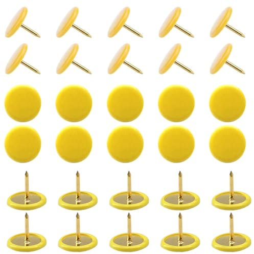 Yosawo 150 Stück Bunt Reißnägel Reißzwecken Runde Pins Thumbtacks für Korktafel dekorative Pinnwand Bürokarte (Gelb)