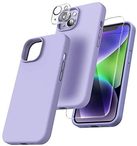 TOCOL Silicone for iPhone 14 Case 6.1-Inch, Liquid Silicone Multi-Color Slim Silky-Soft Touch Anti-Scratch Shockproof Protective Phone Cover, Purple