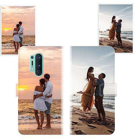 Sunrive Personalisierte hülle kompatibel mit OnePlus 8 Pro 5G Handyhülle Benutzerdefiniert,Schutzhülle Lederhülle handykette universal Etui mit Eigenem Foto Bild Text Individuelle