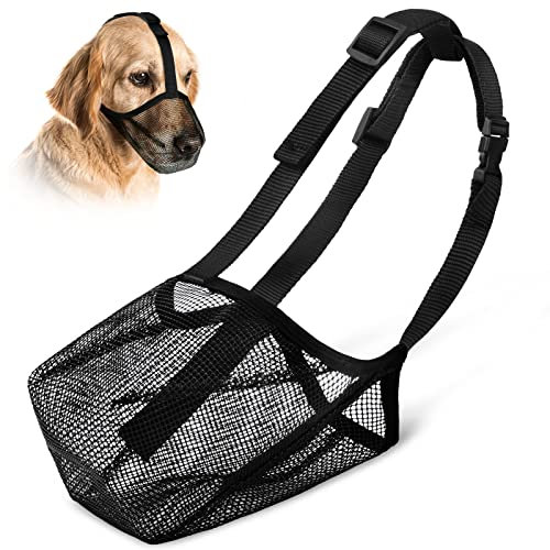vsshe Maulkorb für Hunde,Hunde Maulkorb mit Abgerundetem Mesh Schlaufe Atmungsaktiv Sicherer Schneller Sitz Für Kleine Mittelgroße und Große Hunde Verstellbare Fressschutz Hund Beißen und Kauen-S