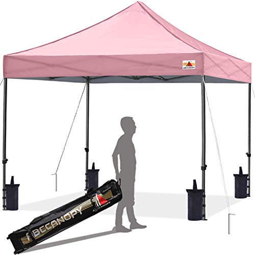 Abccanopy Pop-Up-Pavillon, strapazierfähig, mit verbesserter Rolltasche, 4 Gewichtssäcken, Heringen und Seilen, 2,5 x 2,5 m, Rosa