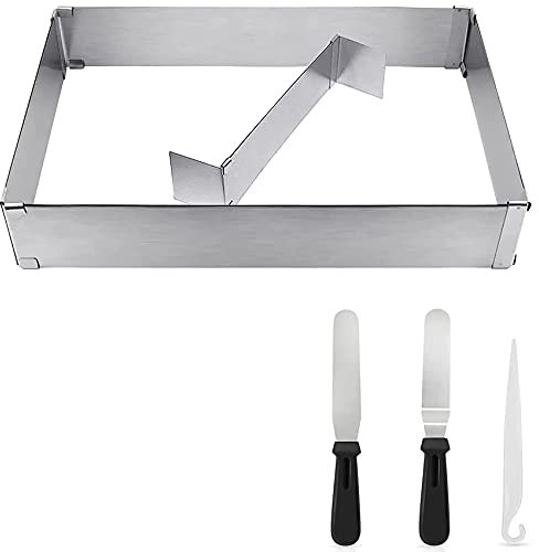 Trjgtas Stampo da Forno, Regolabile, Cornice da Forno Rettangolare allungabile Cornice for Torta Cornice for Torta/Pizza, Anello for Torta