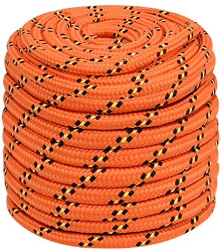 vidaXL Bootsseil Ankerleine Festmacher Tauwerk PP Leine Seil Tau Polypropylenseil Geflochten Flechtleine Orange 16mm 50m Polypropylen