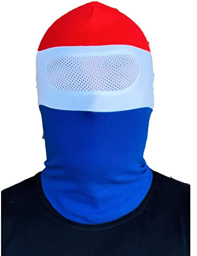 PGWEAR Sturmhaube NET mit Netz im Augenbereich in Rot Weiß Blau gestreift I Maske Balaclava I Ultras Hooligans