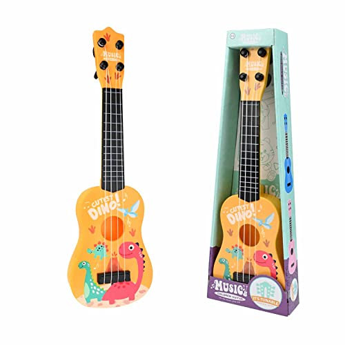 42 cm Kindergitarre, Musikspielzeug Ukulele Instrument, Klassische Mini-Gitarre Mit 4 Verstellbaren Saiten und Plektren