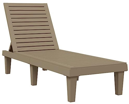 vidaXL Sonnenliege, Gartenliege Holz-Optik, Relaxliege Verstellbare Rückenlehne, Gartenmöbel Liege Liegestuhl, Hellbraun Polypropylen
