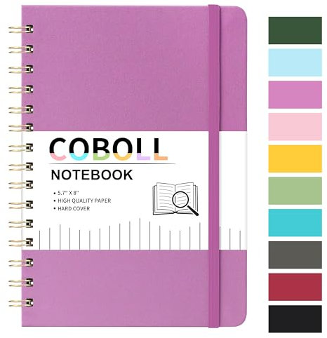 Ruled Notebook/Journal - Notebooks with Hardcover and Premium Thick Paper, 8 x 5.7 (exclusive of spirals), College Ruled Spiral Notebook/Journal, Strong Twin-Wire Binding, Back Pocket