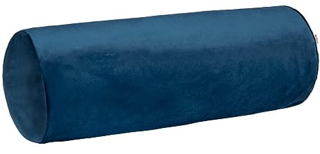 beties Samt&Sonders Serie, XL-Nackenrollenbezug ca. 25x70 cm in Admiral-blau mit dekorativer Jeansnaht, aus deutschem Unternehmen in hochwertiger Qualität