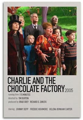 Terp Poster Charlie And The Chocolate Factory, Wandkunst, Geschenk für Freunde, Schlafzimmer, Wohnzimmer, Dekoration, modern, ästhetisch, ungerahmt, 30 x 45 cm
