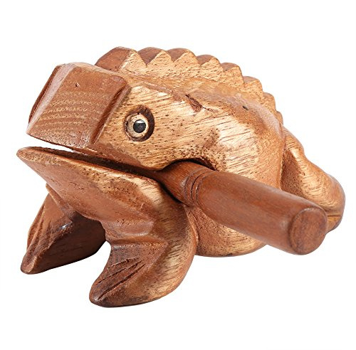 Symphonyw Holzfrosch, Feng Shui, Glücksfrosch, Holzfrosch, Guiro-Raspel, Musikinstrument, Klangblock, Heimbüro, Dekor (L: 9 cm)