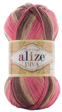 500g Strickgarn ALIZE DIVA BATIK Farbverlauf Häkelgarn Wolle Stricken Häkeln, Farbe:7829