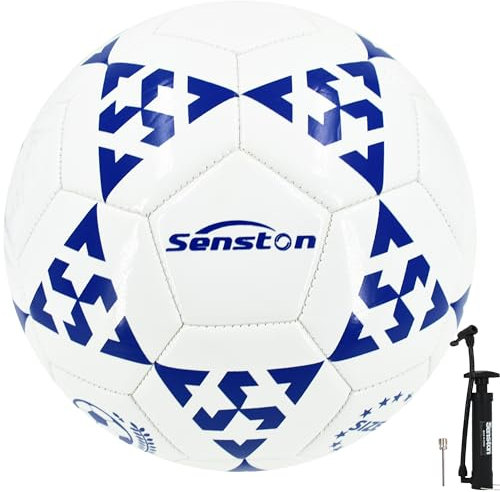 Senston Fussball Größe 5 mit Klassisches Design, Fußball Ball mit Pumpe für Reguläre Spiele, Training und Fußballunterricht