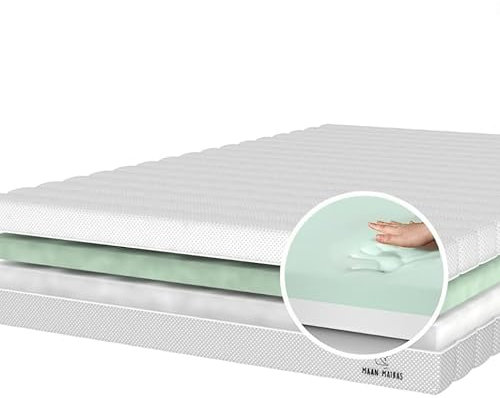 Maan matras Hybrid-Kaltschaummatratze 90 x 200 cm - 22 cm Dick - Anpassbare Härte - Waschbarer Bezug - Allergikerfreundliche Matratze
