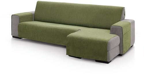 ECOMMERC3 Chaiselongue-Sofabezug für Eckteil rechts, Größe Rückenlehne: 240 cm, Bezug für Chaiselongue, Grün, weich, 100% Made in Spain