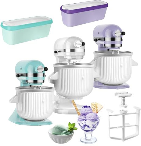 Accessori per robot da cucina compatibili con mixer Kitchenaid da 4,5 e più grandi, per yogurt congelato e sorbetto da 2 litri, per Kitchenaid, contenitori per gelato per gelato fatto in casa