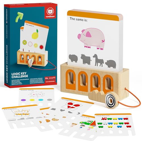 TOP Bright Lernkarten ab 3 4 5 Jahre Kinder, 40 doppelseitige Lernkarten mit Farb- und Form-Zuordnungsspielen, Logikspiel, Montessori Spielzeug ab 3+ Jahre Junge Mädchen