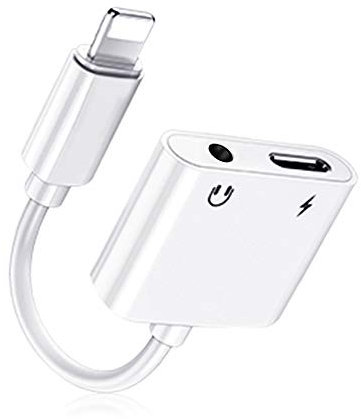 Headphone Adapter for iPhone [MFi Certified] 2 in 1 Light-ning to 3.5 mm Headphone Jack Aux Audio and Charger Cable Splitter Adapter Dongle Compatible with iPhone 14/13/12/11/XS/XR/X/8/8 Plus/7/7 Plus