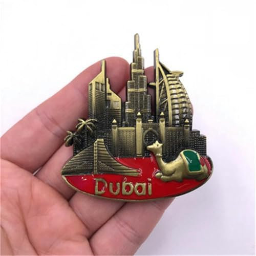 KONGZIZZW Dubai Metal Magnetic Fridge Magnet Burj Al Arab U.A.E. Burj Khalifa Creative Gift - Dubai Panorama 4