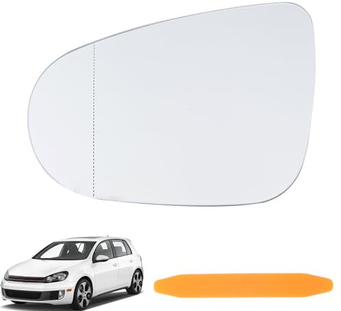 NewZC Spiegelglas Links für VW Golf 6 MK6 2010-2014/GTI 2010-2014/VW VI 2008-2013/VW VI Cabriolet 2011-2016/VW 1T3 2010-2015 - Fahrerseite Ersatzspiegelglas Außenspiegel Glas mit Hebelwerkzeug