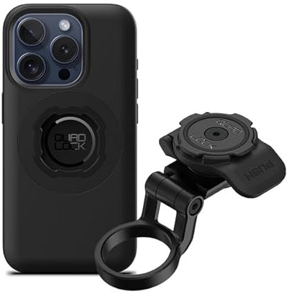QUAD LOCK Vorbaukappe (Verstellbar) Fahrradhalterung Kit mit MAG Handyhülle für iPhone 15 Pro