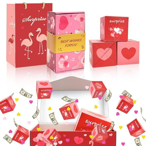 Ceeyoll Überraschungsbox-Geschenkbo mit 10 Faltschachteln,Kreative Zusammenklappbare Springende Überraschungs Geschenkbo,Pop-up-Geschenkbox,für Hochzeiten, Jubiläen, Weihnachten und mehr.