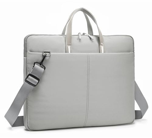 SPAHER Sacoche Ordinateur Portable 18 Pouces Sacoche PC Cartable Femme Housse Ordinateur Portable Mallette Sacoche Travail Porte Document Pochette Portable Sac Bandoulière Femme Sac à Main Gris