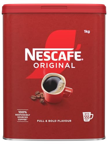 Nescafe Original Coffee Granules, 1kg Tins (Pack Of 1 Tin x 1 KG) Instant Robusta Beans Premium Coffee for Home and Office - Rich Aroma and Smooth Taste
