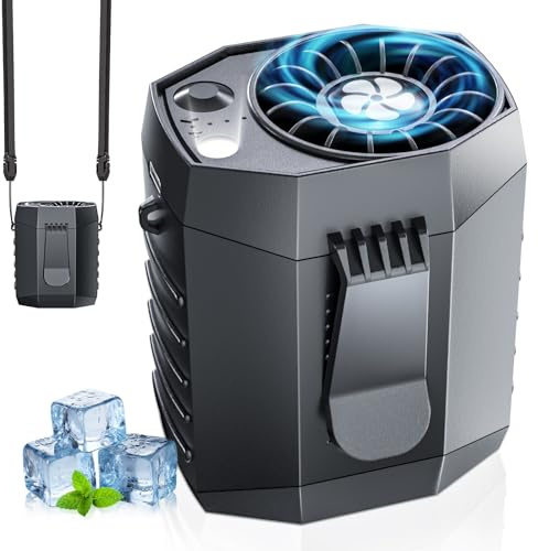 JKBOOM 2026 Smart Portable Rechargeable Fan with LED Light & 25H Runtime, 4-Speed 9200RPM Turbo Cooling Personal Waist Fan, Wearable Neck & Belt Clip for Camping, Outdoor, Hiking - Black