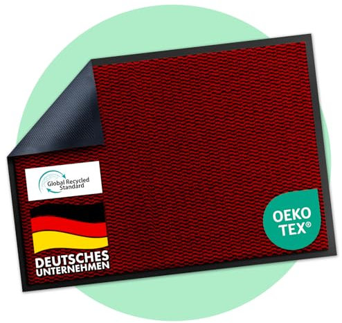 Floordirekt Premium Fußmatte für Eingangsbereich, 60x90cm Rot, Schmutzfangmatte für Innen und Außen, rutschfest & waschbar, Sauberlaufmatte für Flur, Teppich für Haustür, Sky Novo