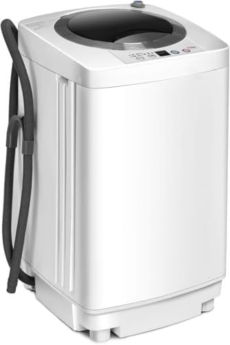 FANTASK Mini Waschmaschine 3,5KG, Waschvollautomat mit Schleuder, 6 Programme, Toplader Waschmaschine inkl. Pumpe