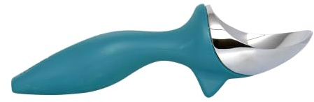 Tovolo Tilt Up Ice Cream Scoop – Use for Cookie Dough, Gelato, Sorbet & Frozen Treats, Built-in Feet, Non-Slip Ergonomic Handle, Heat Retaining Metal for Easy Scooping, Dishwasher Safe, Marine Blue