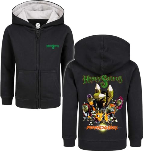 Heavysaurus Metal-Kids - Pommesgabel Unisex Kinder-Kapuzenjacke schwarz 152