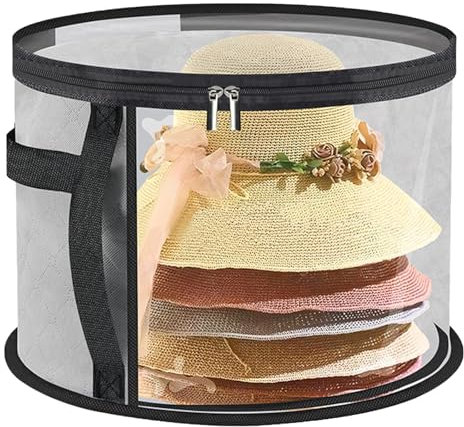 MXYZQDE Hutschachtel, Runde Box Mit Deckel Aufbewahrungsbox Die 7-Ball-Hüte und Cowboy-Hüte Halten Kann Pappe Cap Ständer Mit Tragegriffen, Transparente Kappenhalter Box (42 * 28 cm)