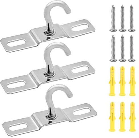 3 Pack Ceiling Hook 70mm Heavy Duty Ceiling Hook Ceiling Lights Base Plate Chandelier Hook Screws Mount Pendant Fitting for European Lamps Ceiling Fans Lanterns, Flower Basket Decoration Holder