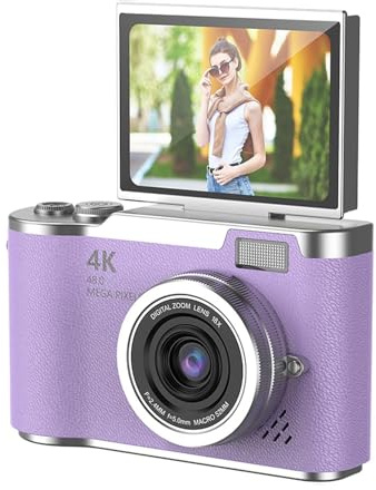 Camera Digitale da 48 MP da 1080p con Schermata di Lancio da 2,4 'e Zoom 18x, Fotocamera Vlogging a Batteria di 4 Ore per Adolescenti, Principianti, Giochi Integrati e Filtri per (PURPLE)