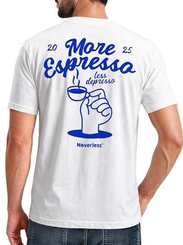 Neverless® Herren T-Shirt Backprint More Espresso Kaffeeliebhaber Grafikshirt Sommer Männer Fashion Streetstyle Baumwolle