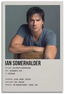YRTWR I WBRRB Ian Somerhalder Poster, Wandkunst, Design, Gemälde für Schlafzimmer-Filme, 30 x 45 cm, ungerahmter Stil