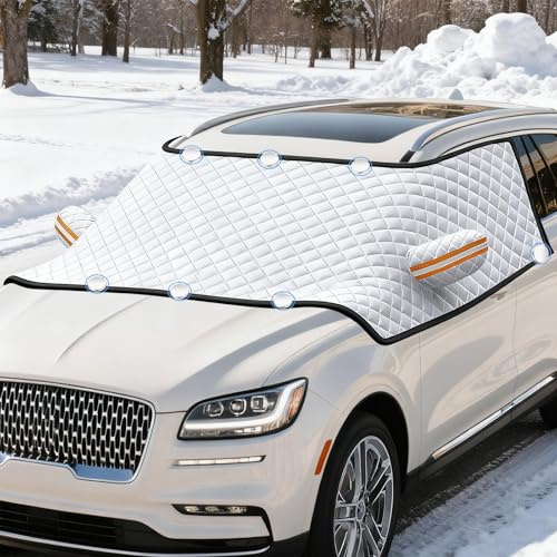 Vauki Frontscheibenabdeckung Winter 280x175cm - Windschutzscheibenabdeckung,Auto Frostschutz Abdeckung und Fenster,Rückspiegel,Eisfrei,Sonnenschutz, Perfekt als Scheibenabdeckung Auto bei EIS,Schnee